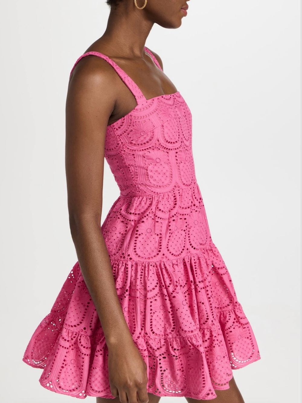 Borgo de Nor The Freddie Mini Tiered Dress 6 Pink Eyelet Fit Flare Barbie